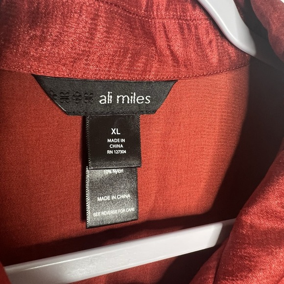Ali Miles Jacket Womens XL Red Shimmer Collared Black‎ Textured Buttons Classic - Picture 12 of 13